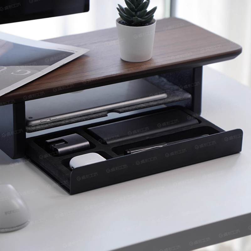 Desk Setup Home Office - Monitorständer, Erhöhung, Aufbewahrungsschubladen, Büro-Schreibtisch-Organizer, Computer-Aufbewahrungsregal, ergonomisches