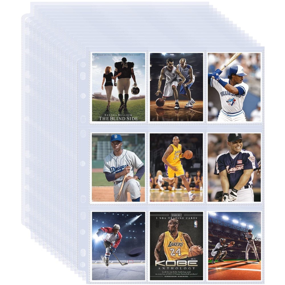 Ring Binder Box - 50 Blatt 9-Taschen-Sammelkarten-Schutzhüllen, einseitig, 11 Löcher,