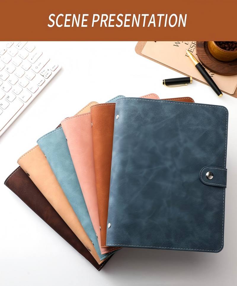 Ring Binder Box - A5-Notizbuchordner aus weichem PU-Leder, nachfüllbarer 6-runder