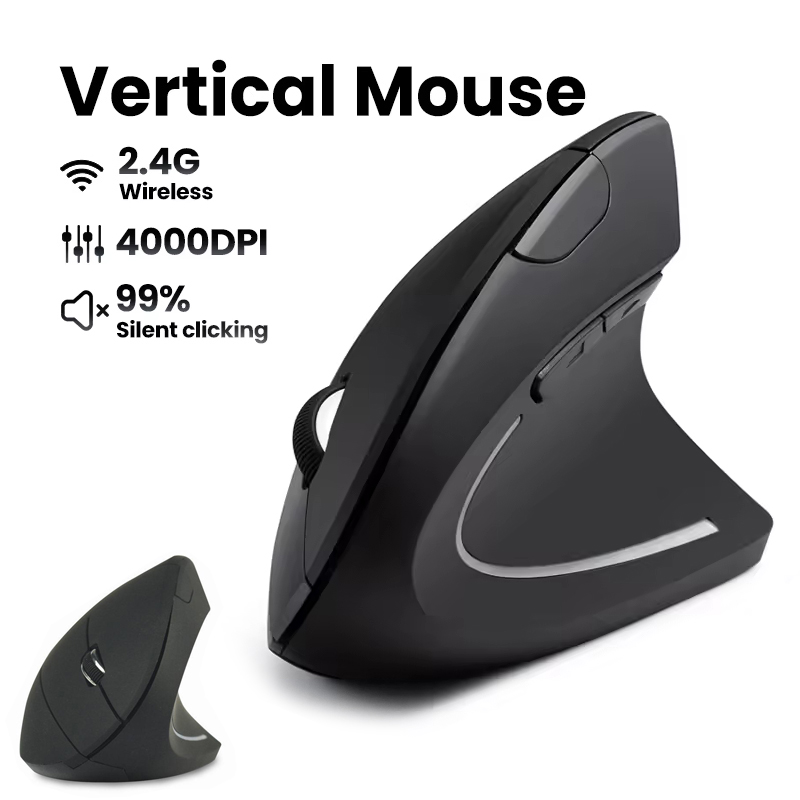 Desk Setup Gaming And Work - Ergonomische kabellose Maus mit 1600 DPI,