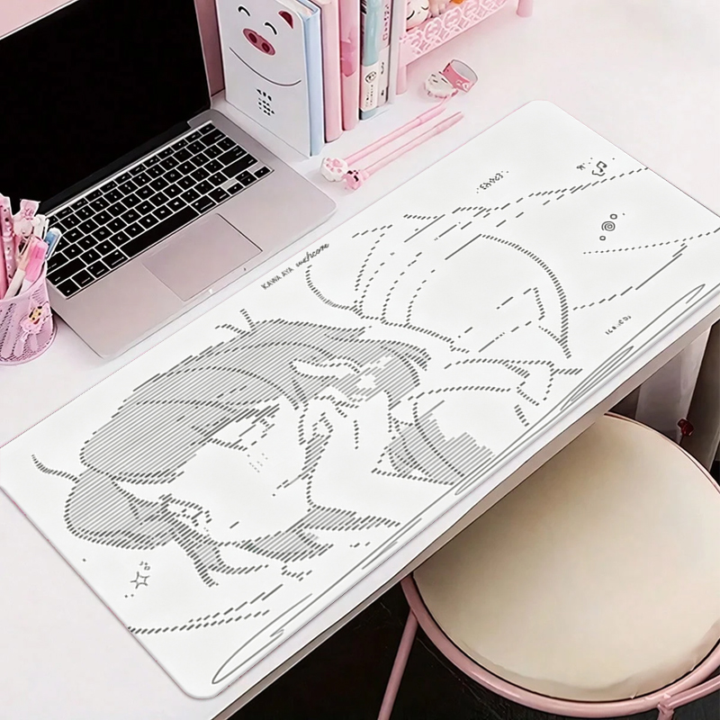 Desk Setup Kawaii - 1 Stück Leder-Mauspad Anime Engel-Mädchen Y2k