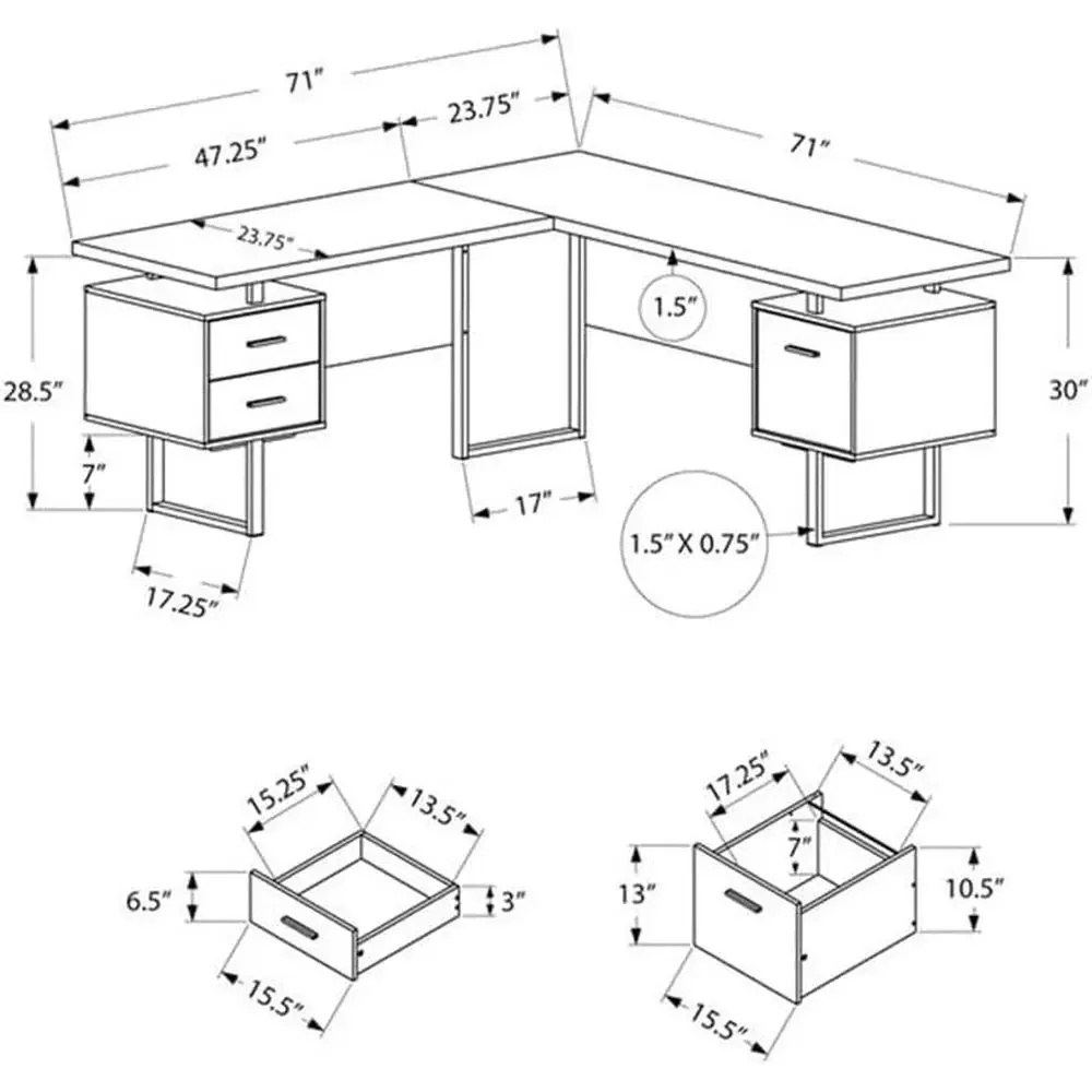 L-förmiger 70-Zoll-Computertis – Desk Setup Home Office Bewertung und Preis