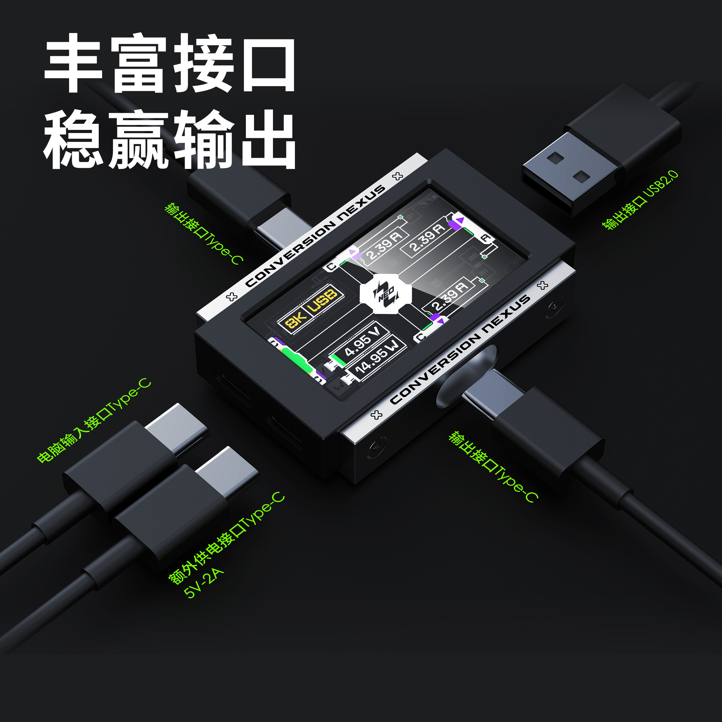2-in-3-out Gaming USB-Hub mit  – Desk Setup For 2 Laptops Bewertung und Preis
