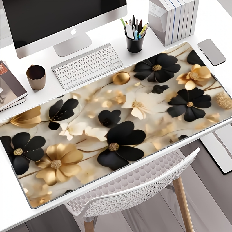 Schwarz-Goldene Blumenmuster G – Desk Setup Gaming And Work Bewertung und Preis