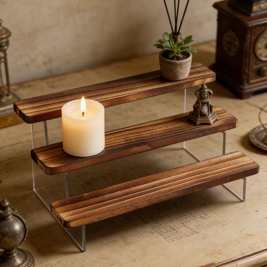 Verkohlter Holzstufen-Präsenta – Desk Setup Shelves Bewertung und Preis